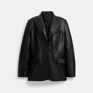 Blazer COACH Leather Feminino Pretas | 25798EYKC