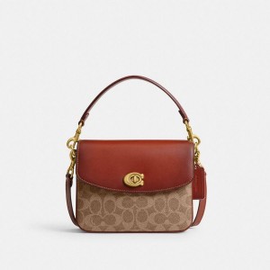Bolsa Crossbody COACH Cassie 19 In Signature Canvas Feminino Marrom | 86549TGUZ