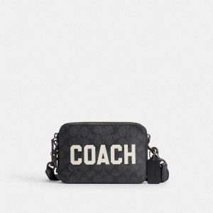 Bolsa Crossbody COACH Charter 19 In Signature Canvas With Coach Graphic Masculino Cinzentas | 48561ACMO