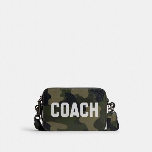 Bolsa Crossbody COACH Charter 19 With Camo Print And Coach Graphic Masculino Verdes | 73092SIRG