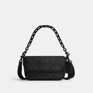 Bolsa Crossbody COACH Charter Flap 18 In Signature Canvas Masculino Cinzentas | 47350MPBR
