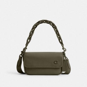 Bolsa Crossbody COACH Charter Flap 18 Masculino Verdes | 64201RNLB