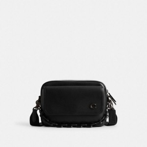 Bolsa Crossbody COACH Charter Flap 24 Masculino Pretas | 97821DAWH