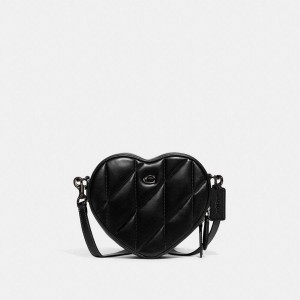 Bolsa Crossbody COACH Heart With Quilting Feminino Pretas | 20184SDOP