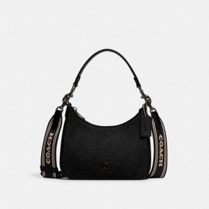 Bolsa Crossbody COACH Hobo With Signature Canvas Masculino Pretas | 24683NVGP