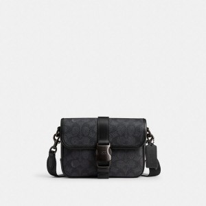Bolsa Crossbody COACH League 19 In Signature Canvas Masculino Cinzentas | 47302GORB