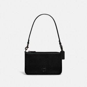 Bolsa Crossbody COACH Pouch With Signature Canvas Feminino Pretas | 19740JGHK