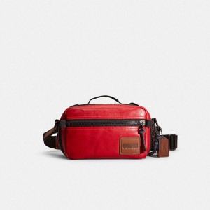 Bolsa Crossbody COACH Restored Pacer Top Handle With Coach Patch Masculino Vermelhas | 84562ZBKH