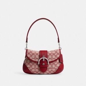 Bolsa Tiracolo COACH Soho Flap In Signature Textile Jacquard Feminino Vermelhas | 54107TILB