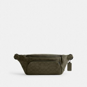 Bolsas De Cintura COACH League In Signature Canvas Jacquard Masculino Verdes | 57923GASF