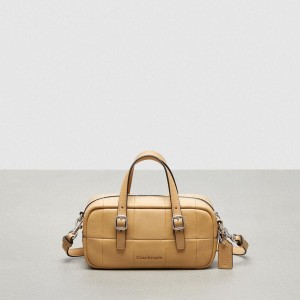 Bolsas Tote COACH Alter/Ego Mini Satchel In Checkerboard Upcrafted Leather With Crossbody Strap Feminino Marrom | 03675WRZJ