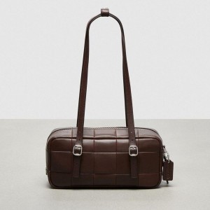 Bolsas Tote COACH Alter/Ego Satchel In Checkerboard Upcrafted Leather Feminino Marrom | 38059AWBS