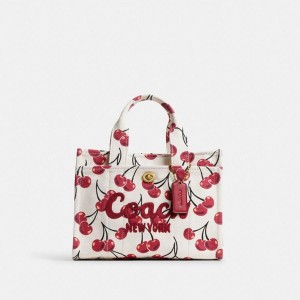 Bolsas Tote COACH Cargo 26 With Cherry Print Feminino Vermelhas | 78406DGRT