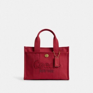 Bolsas Tote COACH New Year Cargo 26 With Coach Snake Script Feminino Vermelhas | 73214CKJA