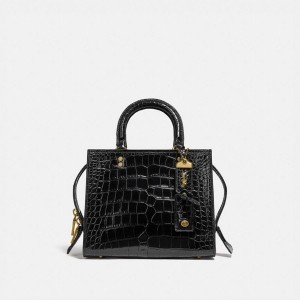 Bolsas Tote COACH Rogue 25 In Alligator Feminino Pretas | 30728DBUW