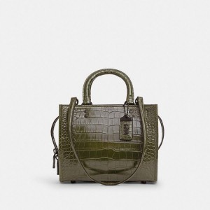 Bolsas Tote COACH Rogue 25 In Alligator Feminino Verde Oliva | 96472QWSG