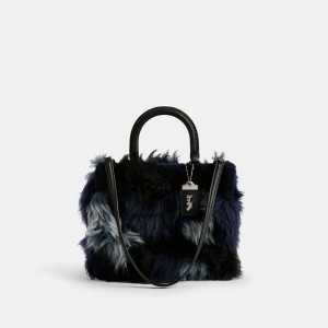 Bolsas Tote COACH Rogue 25 With Patchwork Feminino Azuis | 28491AQPL