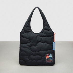 Bolsas Tote COACH Topia Loop Flat With Cloud Quilting Masculino Pretas | 67842WVEX