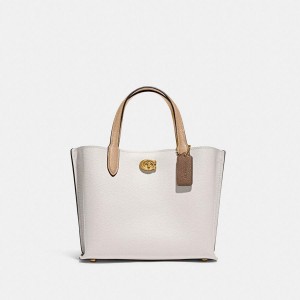 Bolsas Tote COACH Willow 24 In Colorblock Feminino Branco | 49823UNGE