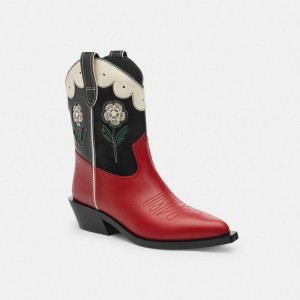 Botas COACH Aria Cowboy Feminino Vermelhas | 60254MQFR