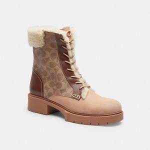 Botas COACH Leightonie In Signature Canvas Feminino Marrom | 06395MOLV