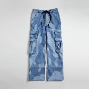 Calças COACH Cargo With Wavy Wash Feminino Azuis | 72530DXWB