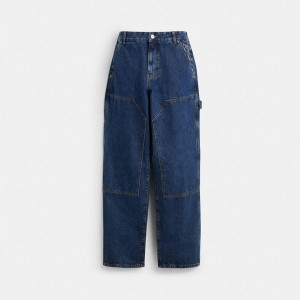 Calças COACH Denim Carpenter Masculino Azuis | 87340SNTL