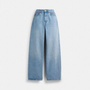 Calças COACH Loose Fit Jeans Feminino Azuis | 17903HMWU