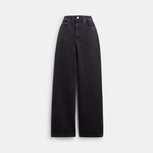 Calças COACH Loose Fit Jeans In Organic Cotton Feminino Pretas | 42176NKOY