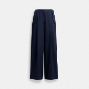 Calças COACH Tailored Feminino Azul Marinho | 86341NCSW