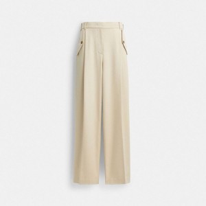 Calças COACH Tailored Feminino Caqui | 60349ACNY