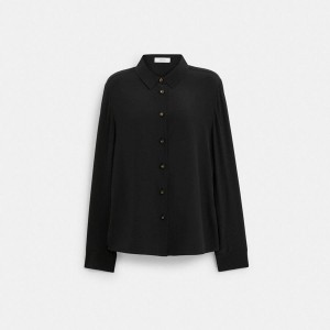 Camisa COACH Blouse Feminino Pretas | 74593IQUW
