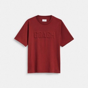Camiseta COACH Debossed In Organic Cotton Masculino Vermelhas | 40268RKAO