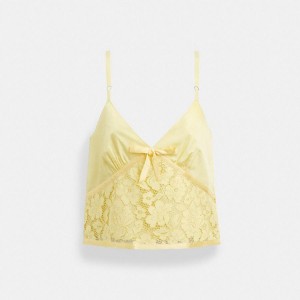 Camiseta COACH Lace Tank Top Feminino Amarelas | 30146ORUN