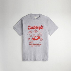 Camiseta COACH Relaxed With Flower Pot Print Masculino Cinzentas | 39265HPTY