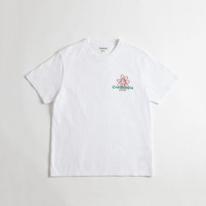 Camiseta COACH Relaxed With Flower Print Feminino Branco | 06791JQZV