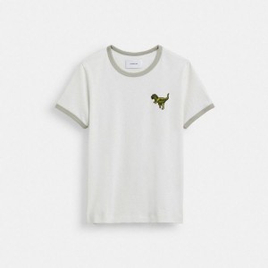 Camiseta COACH Rexy Ringer Feminino Branco | 75849VXHR