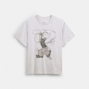 Camiseta COACH X Popeye Masculino Branco | 29018HIJF