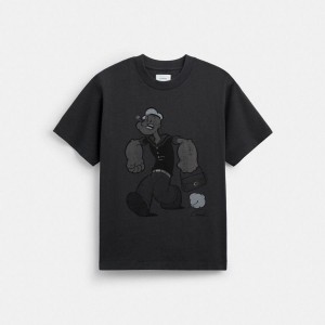 Camiseta COACH X Popeye Relaxed Feminino Pretas | 15894EPTH