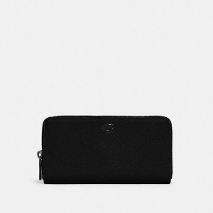Carteira COACH Accordion With Signature Canvas Interior Masculino Pretas | 32674ELKJ