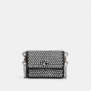 Carteira COACH Essential Half Flap Card Case With Crystal Feminino Prateadas | 78935TJOR