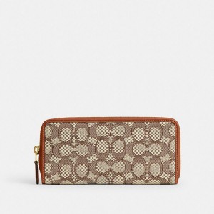 Carteira COACH Essential Slim Accordion Zip In Signature Jacquard Feminino Marrom | 82531HYBQ