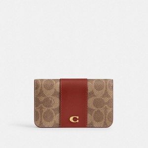 Carteira COACH Essential Slim Card Case In Signature Canvas Feminino Marrom | 89421HUQA