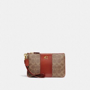 Carteira COACH Essential Small Wristlet In Signature Canvas Feminino Marrom | 63875KTDG