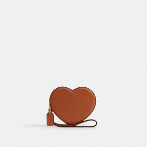 Carteira COACH Heart Coin Purse Feminino Marrom | 96845RWSF