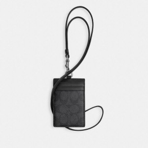 Carteira COACH Id Lanyard In Signature Canvas Masculino Cinzentas | 85692ZGCA