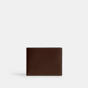 Carteira COACH Slim Billfold Masculino Marrom | 98024XKZN