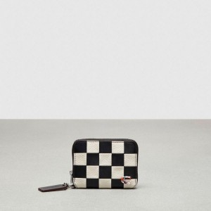 Carteira COACH Zip Around In Checkerboard Upcrafted Leather Feminino Pretas | 05483MROK