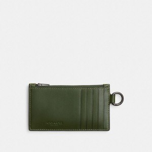 Carteira COACH Zip Card Case In Signature Camo Print Masculino Verdes | 79325QBAS