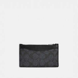 Carteira COACH Zip Card Case In Signature Canvas Masculino Cinzentas | 07564PNBU